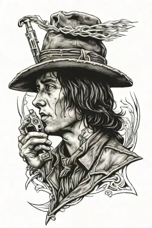 billy the kid holding tattoo design idea