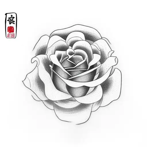 Rose with enso tattoo design idea