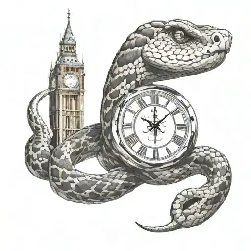 snake Taurus big ben tattoo design idea
