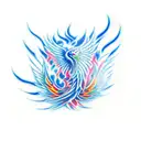 Japanese Phoenix blue fire  tattoo design idea