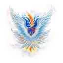 Japanese Phoenix blue fire  tattoo design idea