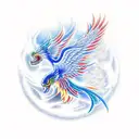 Japanese Phoenix blue fire  tattoo design idea