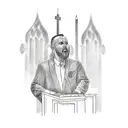 A sketch style tattoo of a preacher delivering a powerful sermon in front of a congregation tattoo design idea