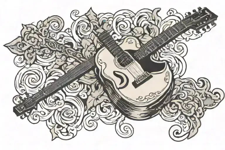 cross guitar tattoo design idea