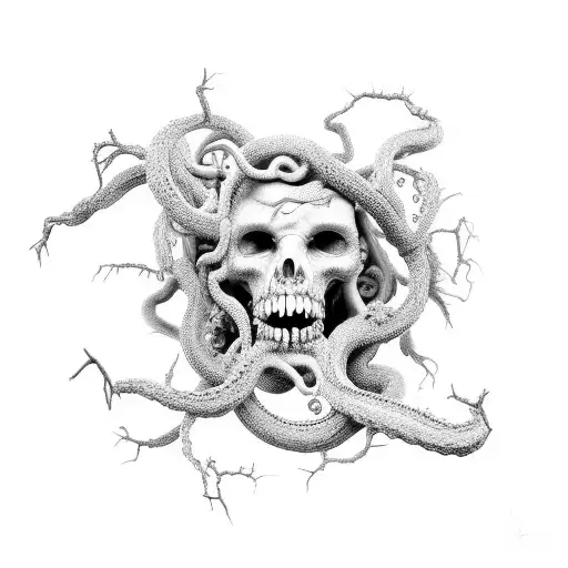 tree, dna, medusa tattoo design idea