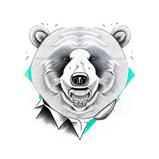a realistic bear with his mouth open for a stomach tattoo tattoo design idea