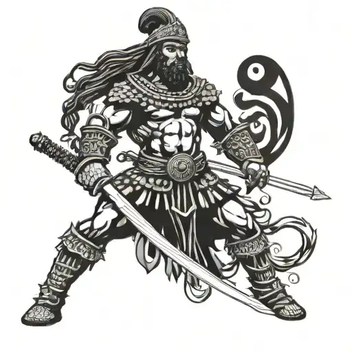 Igbo warrior wielding a sword tattoo design idea