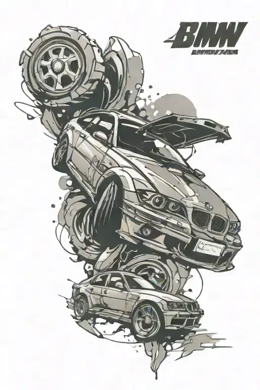 crash car BMW car tattoo design idea