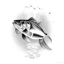 A majestic bass fish jumping out of water tattoo design idea