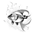 A majestic bass fish jumping out of water tattoo design idea