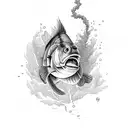A majestic bass fish jumping out of water tattoo design idea