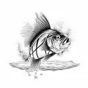 A majestic bass fish jumping out of water tattoo design idea