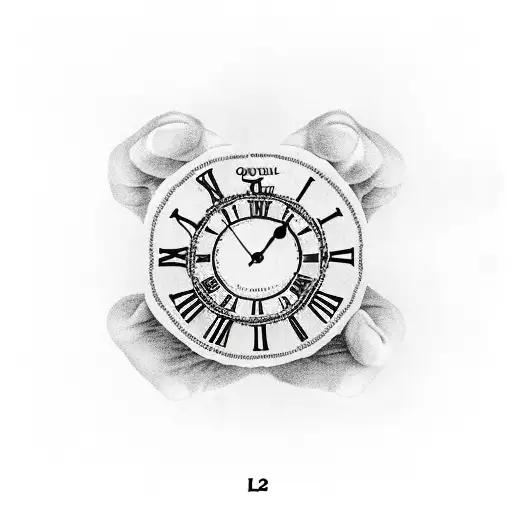 2 clock hands in the shape of a cross, with the word "never again" below, the number 126 above, the number 1987 on the l tattoo design idea