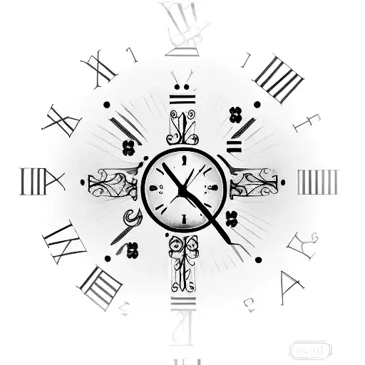 2 clock hands in the shape of a cross, with the word "never again" below, the number 126 above, the number 1987 on the l tattoo design idea