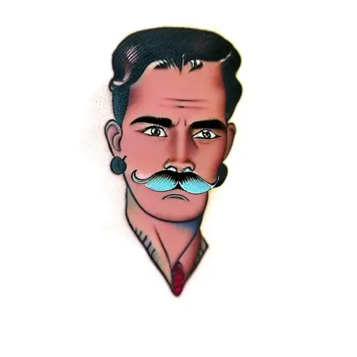 a man with a mustache tattoo design idea