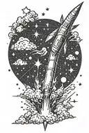 missile launching into the sky filled with stars tattoo design idea