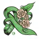 Bile Duct Cancer Ribbon with name and dates tattoo design idea