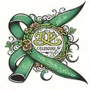 Bile Duct Cancer Ribbon with name and dates tattoo design idea