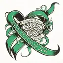 Bile Duct Cancer Ribbon with name and dates tattoo design idea