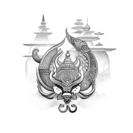 indonesia and Bali island of god tattoo design idea