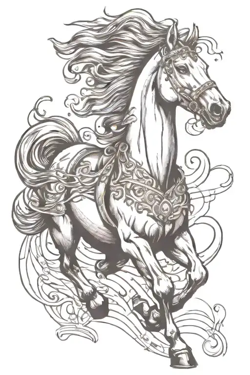 Horse Running with music Christian themed tattoo tattoo design idea