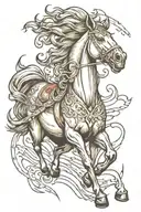 Horse Running with music Christian themed tattoo tattoo design idea