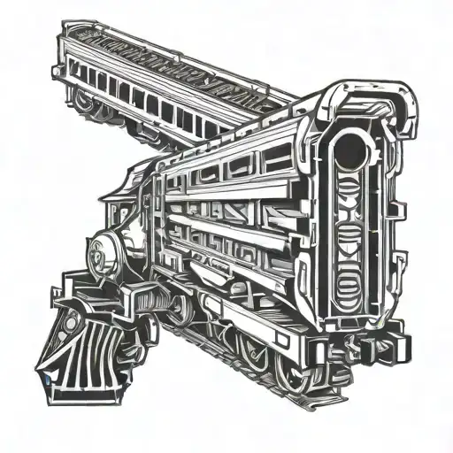 harmonica and train  tattoo design idea