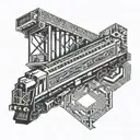 harmonica and train  tattoo design idea