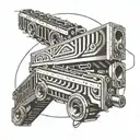 harmonica and train  tattoo design idea