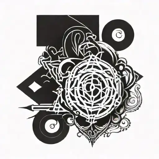 An abstract interpretation of the Phantom troupe symbol intertwined with elements of darkness and chaos tattoo design idea
