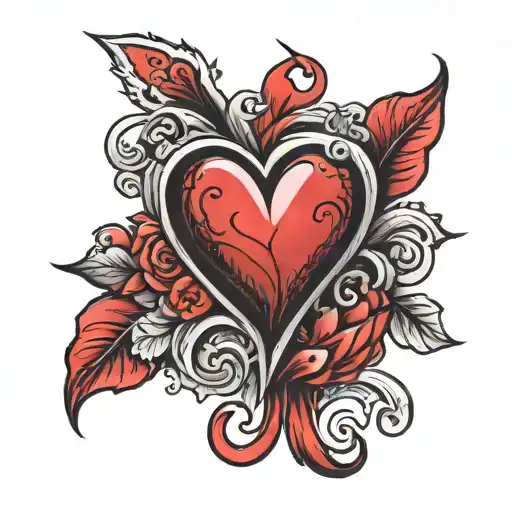 tramp stamp red heart tattoo design idea