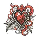 tramp stamp red heart tattoo design idea
