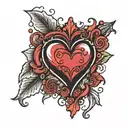 tramp stamp red heart tattoo design idea