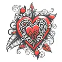 tramp stamp red heart tattoo design idea