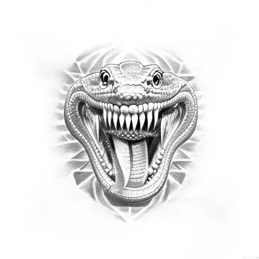 snake mouth open teeth big tattoo design idea