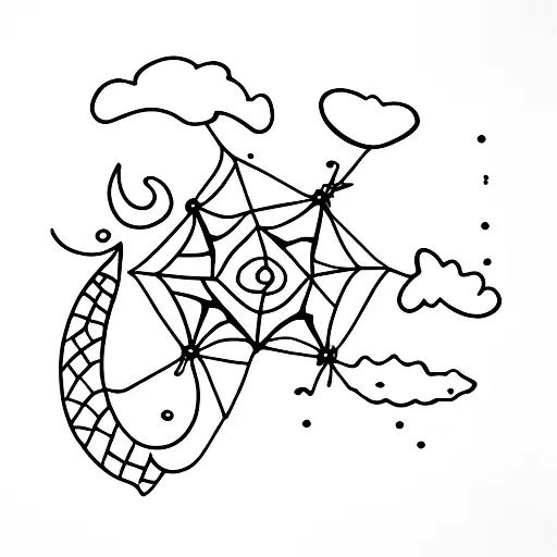 kite flying and snow tattoo design idea