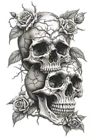 skull, roses and thorns tattoo design idea