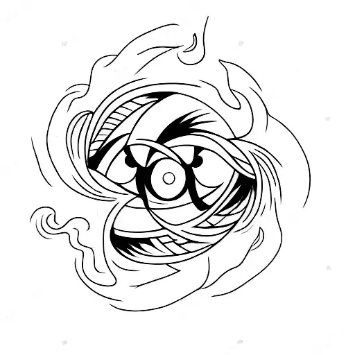 A sinister-looking eye surrounded by swirling shadows tattoo design idea