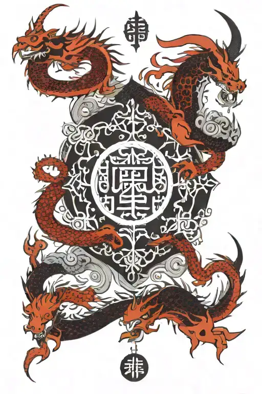 dragon around Trishul and in the center the should be om and Karam below that wolf  owl tattoo design idea