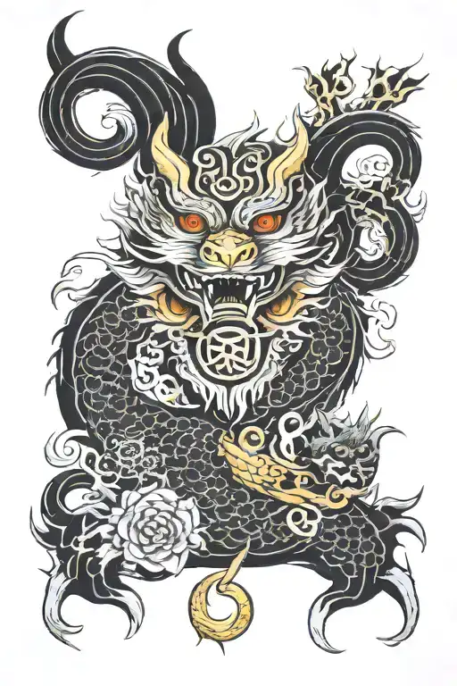 Trishul dragon om karam wolf and owl tattoo design idea