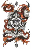 dragon around Trishul and in the center the should be om and Karam below that wolf  owl tattoo design idea