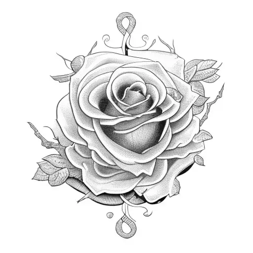 cross with rosevine intertwined tattoo design idea