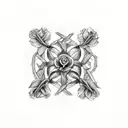 cross with rosevine intertwined tattoo design idea