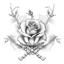 cross with rosevine intertwined tattoo design idea