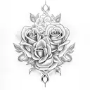 cross with rosevine intertwined tattoo design idea