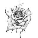 cross with rosevine intertwined tattoo design idea