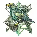 canary bird on a wire tattoo design idea