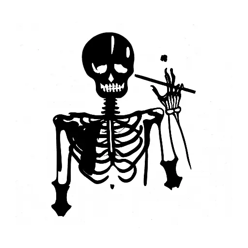 skeleton man smoking cigarette  tattoo design idea