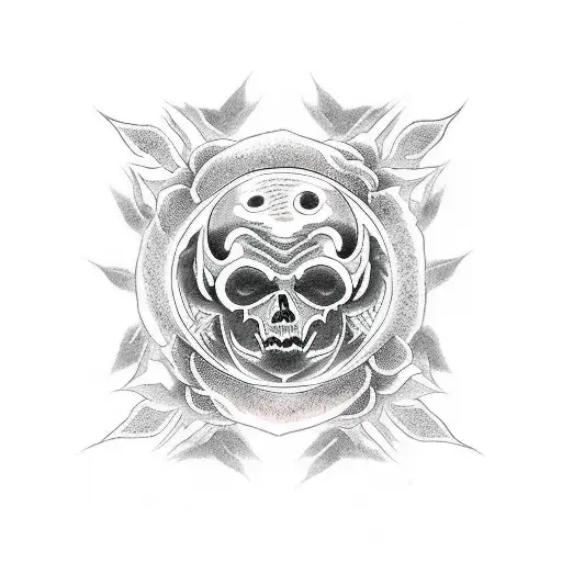 demon, rose , death, star tattoo design idea