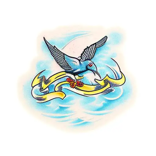 dove raven tattoo design idea